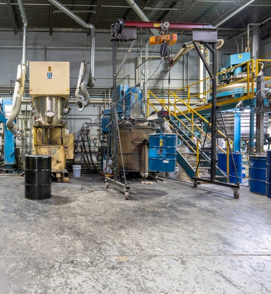 Resin manufacturing equipment on the Innovative Resin Systems production floor