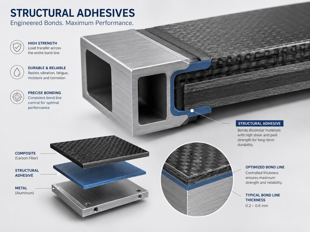 Diagram of structural adhesive bonding layers in a composite panel