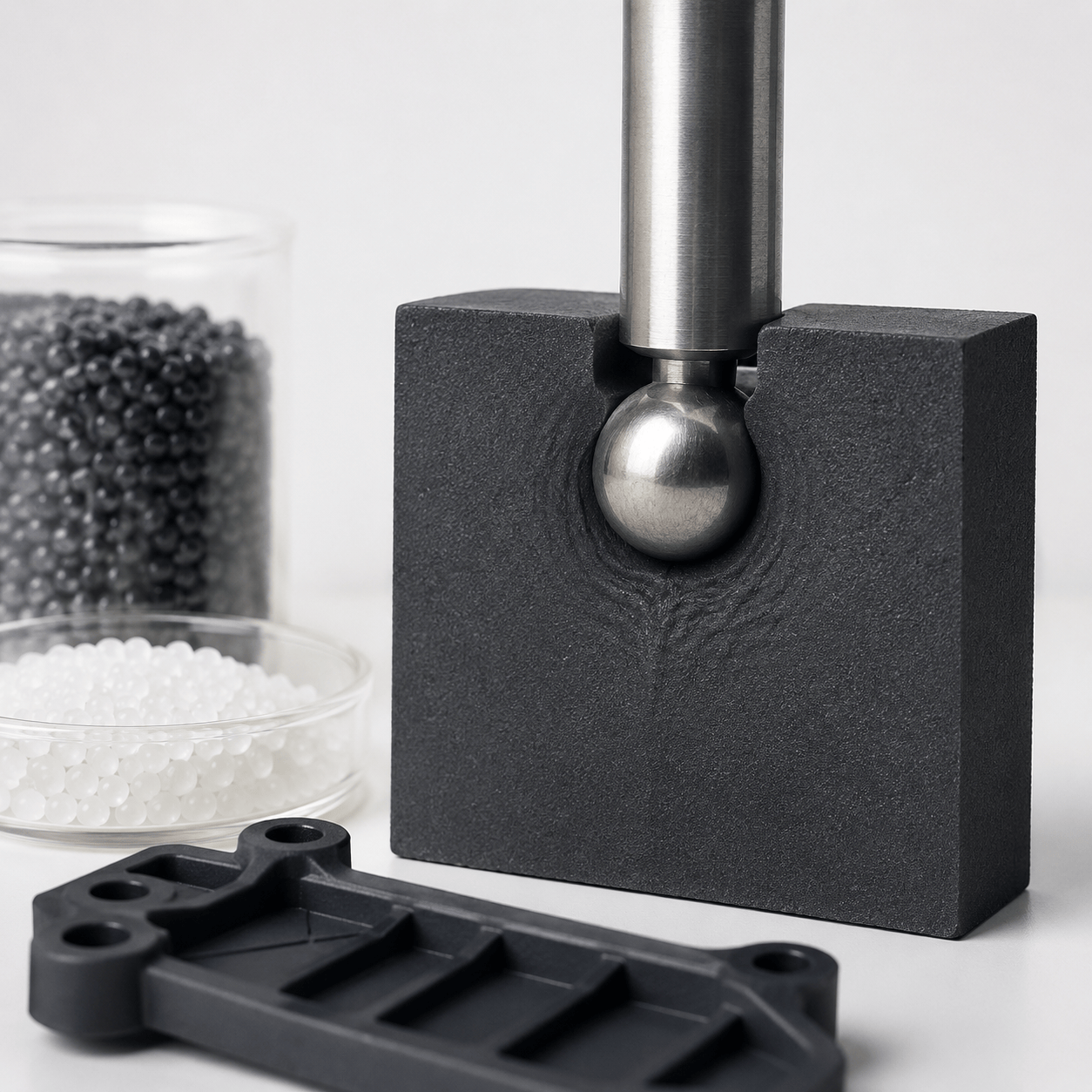 Impact test of a toughened resin sample